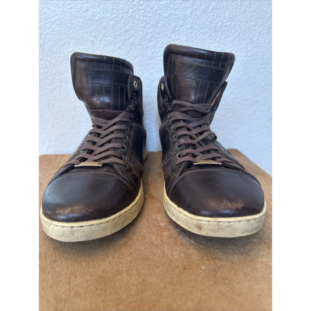 Pantofola d'Oro Italian‎ Leather High Top Sneakers Brown Suede Men's EU 45 US 12